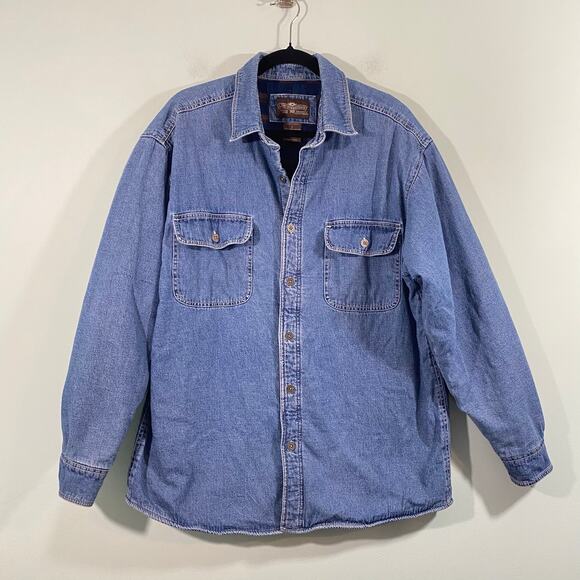 Vintage Levi's Men Blue Fleece Lined Button Up Denim Shirt Jacket Size L - Picture 1 of 9
